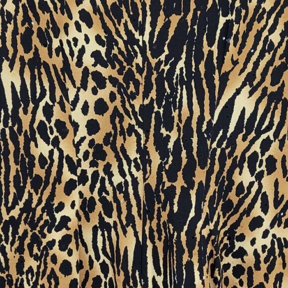 Vintage 80's Cache Mini Dress 2 Black Animal Leopard Long Sleeve Tunic Shift Mod - Picture 12 of 12